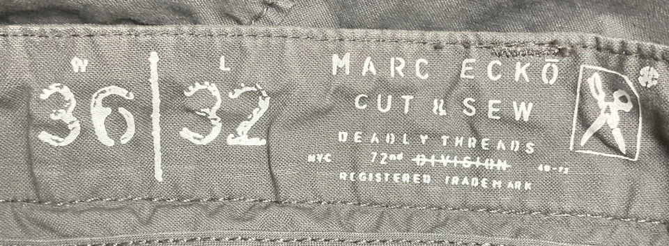 Pantalones de corte ajustado Marc Ecko Cut & Sew Deadly Threads para hombre 36X32 gris. 4272 Foto 3 de 4