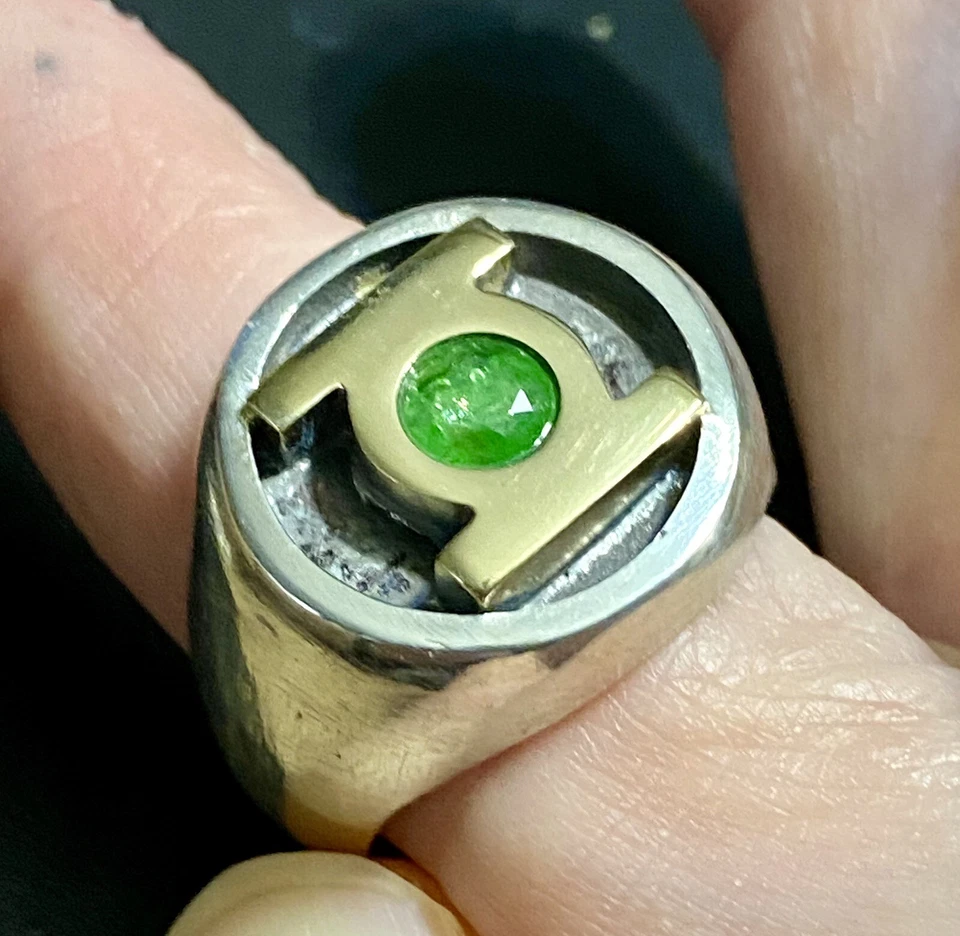 Anillo de Oro Esterlina 14K Linterna Verde Demantoide Natural 1ct LINTERNA VERDE MARVEL Foto 4 de 4