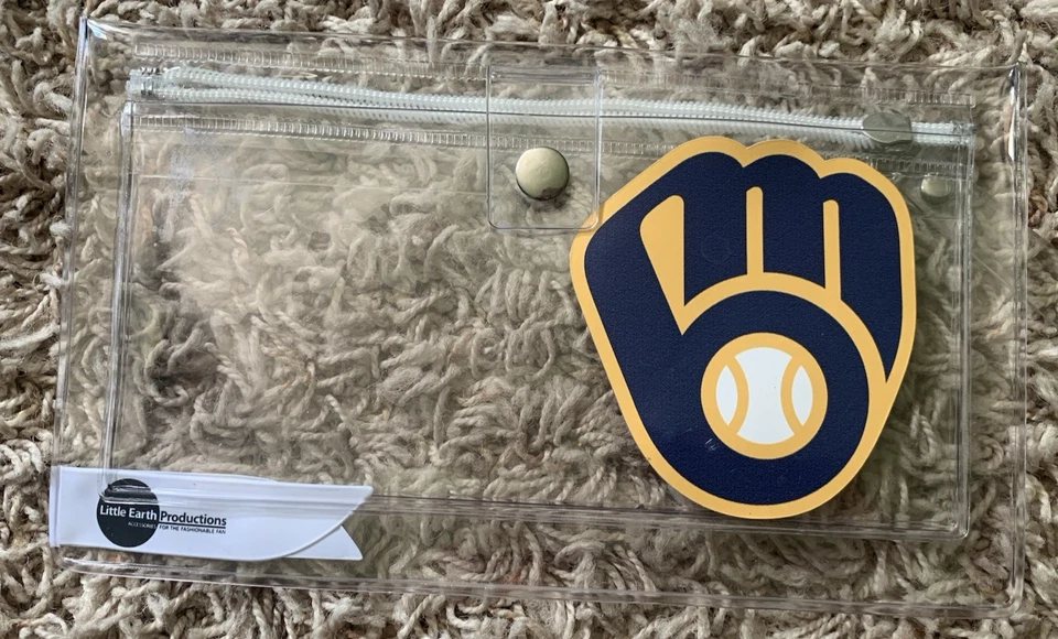 Milwaukee Brewers Clear Stadium Pencil Case Wristlet Little Earth + Keychain - Imagem 2 de 4