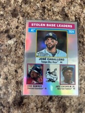 2025 Topps Heritage Chrome Refractor # 198 Stolen Base Leaders Ramirez Jazz Jose