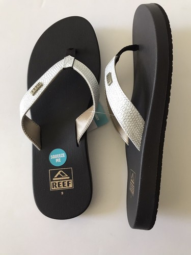 WOMEN'S REEF BROWN/WHITE GLITTER MIA SASSY FLIP FLOP BEACH/POOL SANDALS 9 NWT - Imagen 5 de 7