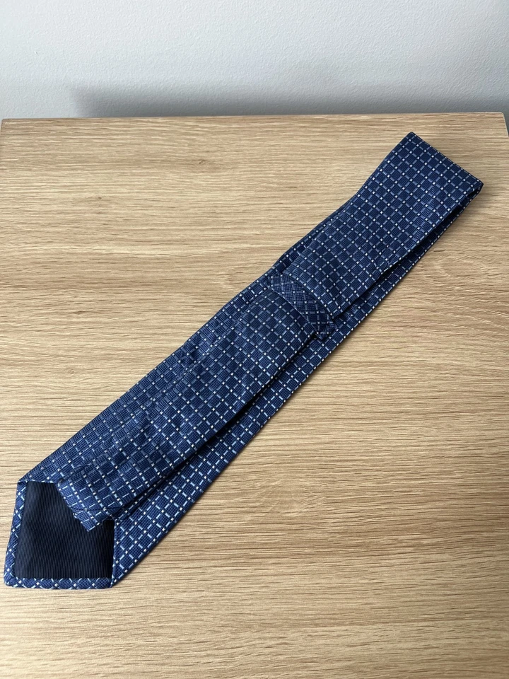 Дизайнерский галстук Hart Schaffner Marx синий геометрический 100% шелк - Изображение 4 из 4