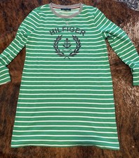 Tommy Hilfiger Knit Dress with logo Stripes Green Womens Size L Preppy Pullover