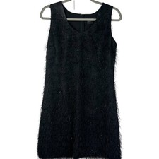 Armani exchange Little Black Dress Leather accents sparkly eyelash fringe Unique