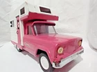 Vintage 1960's Tonka Jeep Camper Pink Pressed Steel Jeep Truck and Camper No. 70
