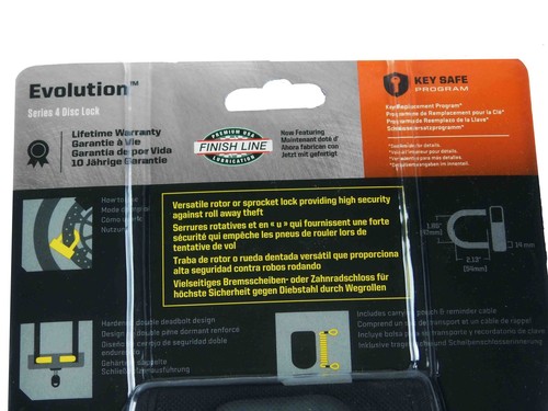 Kryptonite Evolution Series 4 Disc Lock ORANGE w/ 912 4ft Integrated Chain - Picture 3 of 4