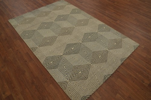 Moderner Geometrischer Gabbeh Wollteppich Handgefertigt Modern Orientteppich 5x7 - Bild 4 von 13