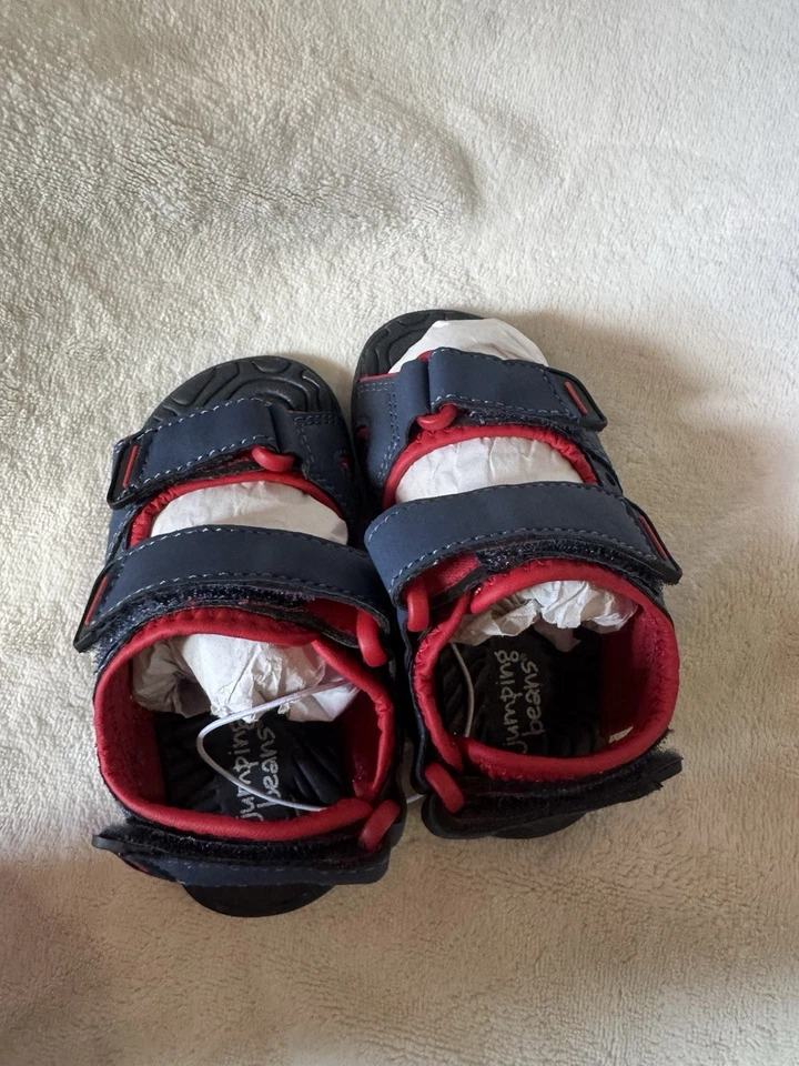 Sandalias Jumping Beans bebé niño talla 6 azul marino y rojo correa ajustable Foto 2 de 4