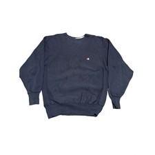 Vintage Champion Reverse Weave Sweatshirt Navy Blue 90s Made in USA Mens XL