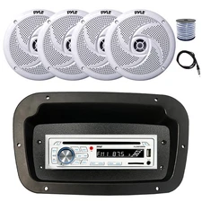 Pyle Marine CD Radio,Adapter,Spa Bezel, Antenna,Wire, 4x 8'' 320W White Speakers
