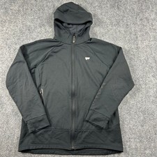 Mons Royale Full Zip Hoodie Mens L Black Merino Wool Blend Active Outdoor Jacket