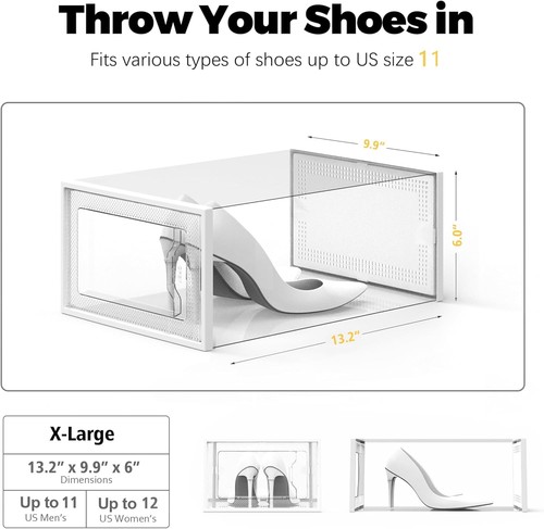 SEE SPRING X-Large Shoe Storage Box Fit Size 11, Clear  - Picture 5 of 8