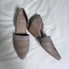 Eileen Fisher Hilly Pump Womens 8 Earth Tone Suede Dorsay Comfort Wedge Shoe