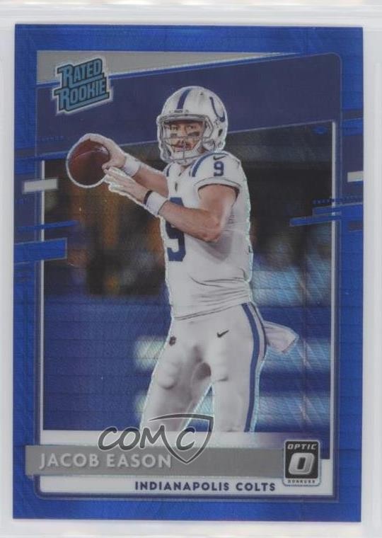 2020 Panini Donruss Optic Rated Rookies Blue Hyper Prizm Jacob Eason #162 5j8