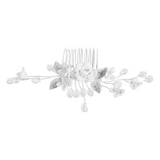  Bridal Hair Comb: Romantic Polymer Floral Hairpiece with Faux Pearl Bead -