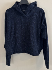 Athleta Farallon Cropped Hoodie Sweatshirt Navy Camo Size Medium MT