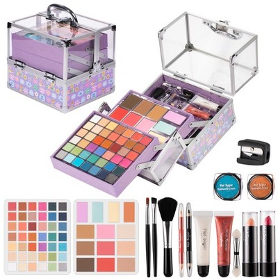 Hot Sugar Purple Carry All Trunk Makeup Set Cosmetic Kit Eyeshadow Lip Gloss 19