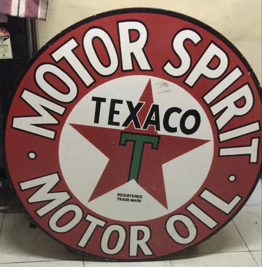 Texaco Gasoline Porcelain Enamal Heavy Metal Double Side - Image 2 of 4