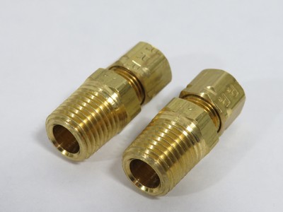 Parker 68CA-5-4 Brass Compress-Align Connector 5/16'' Tube 1/4'' MNPT Lot of 2 NOP