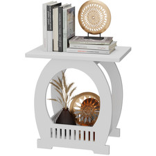 White Bedside Table Cabinet Side End Coffee Tea Table Nightstand Storage Shelf
