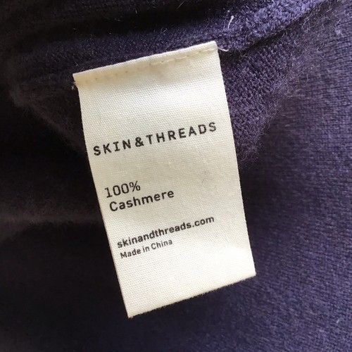 Skin And Threads Jumper 100% Cashmere Blue 4 L 14 Knit Navy Pullover Sweater EUC - Picture 8 of 9