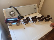 Vintage Budweiser Clydesdale Cast Iron Horses Team Wagon