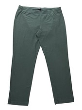 Eileen Fisher Crepe Pants Womens L Green Cropped Tapered Pull On Stretch USA