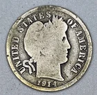 1914 D Barber Dime 90% Silver Denver Mint Liberty Head USA Coin