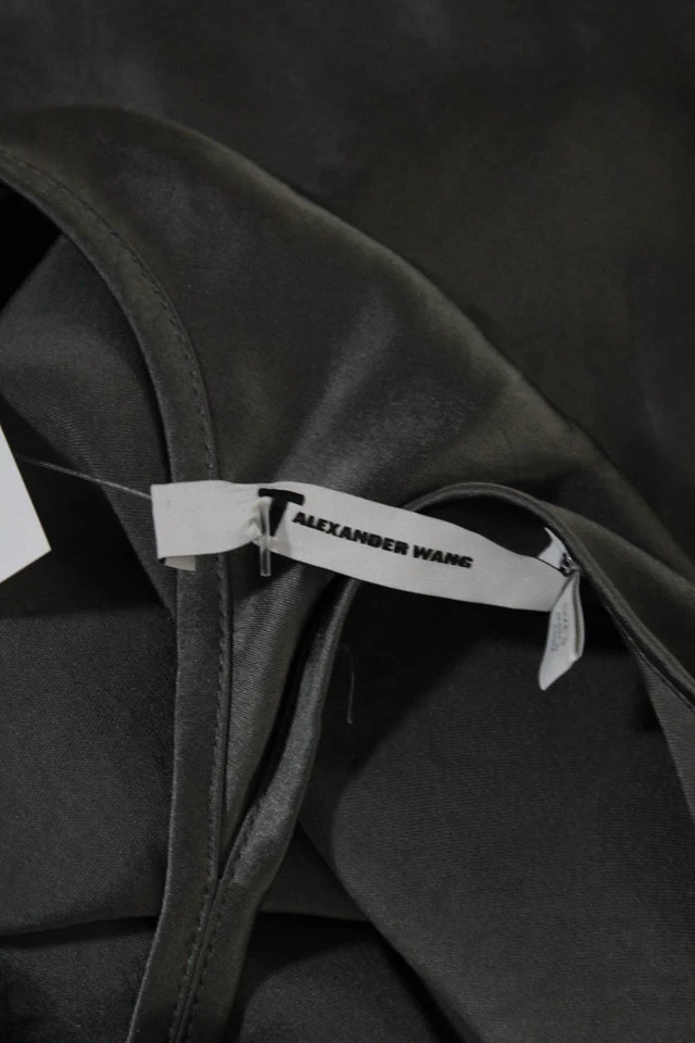 Alexander Wang Womens Textured Spaghetti Strap Blouse Tank Gray Size 0 - Image 4 of 4