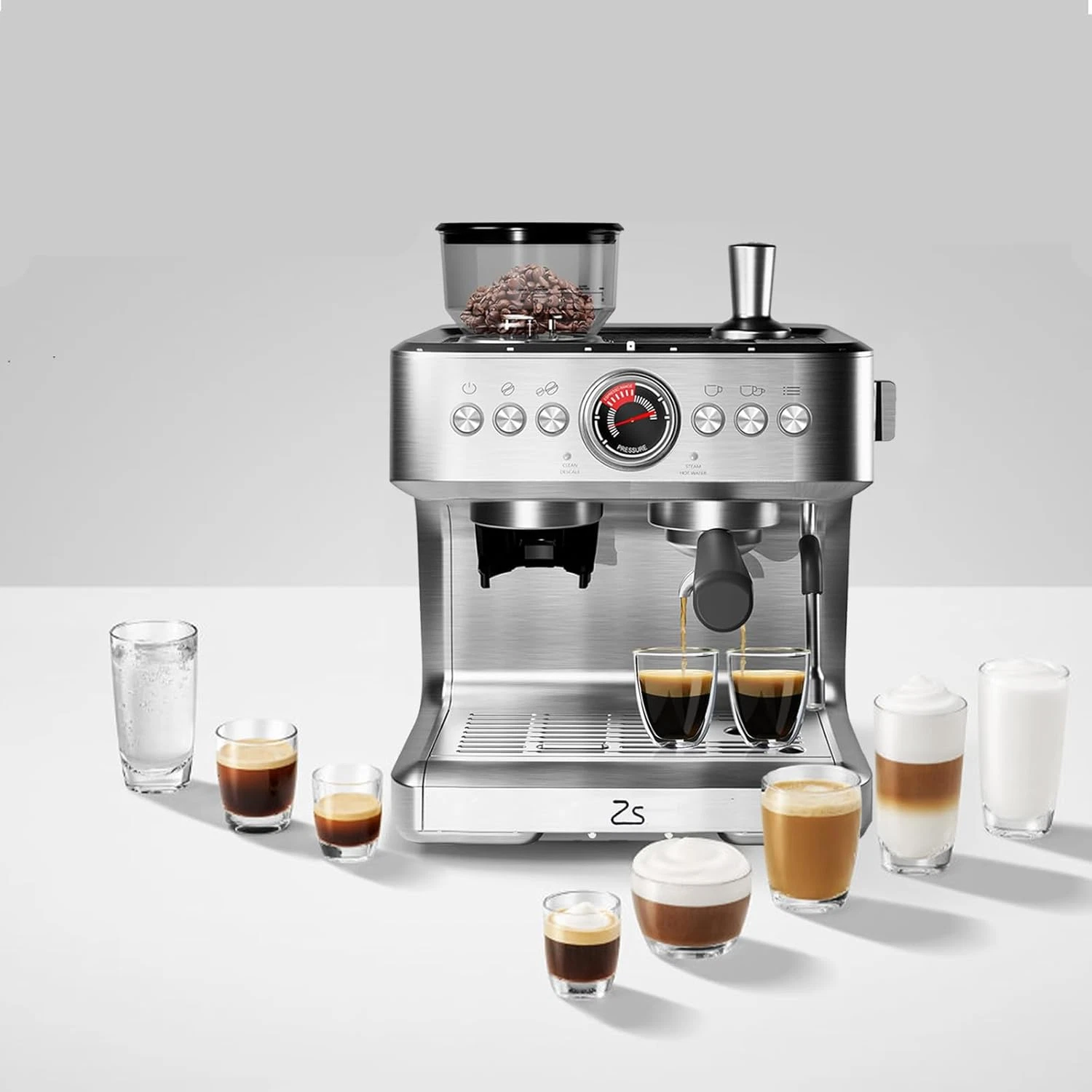 20 Bar Semi-Automatic Espresso Machine with Grinder & Milk Frother