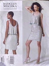 VOGUE 1288 BADGLEY MISCHKA Overlay Dress Sewing Pattern. Size 4-6-8-10-12.