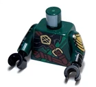 Lego - Minifigure Torso - Dark Green, Armor, Ninja / Ronin, Brown Belt