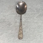 Antique S. Kirk & Son Inc Repousse Sterling Silver Medium 8 3/8 Serving Spoon