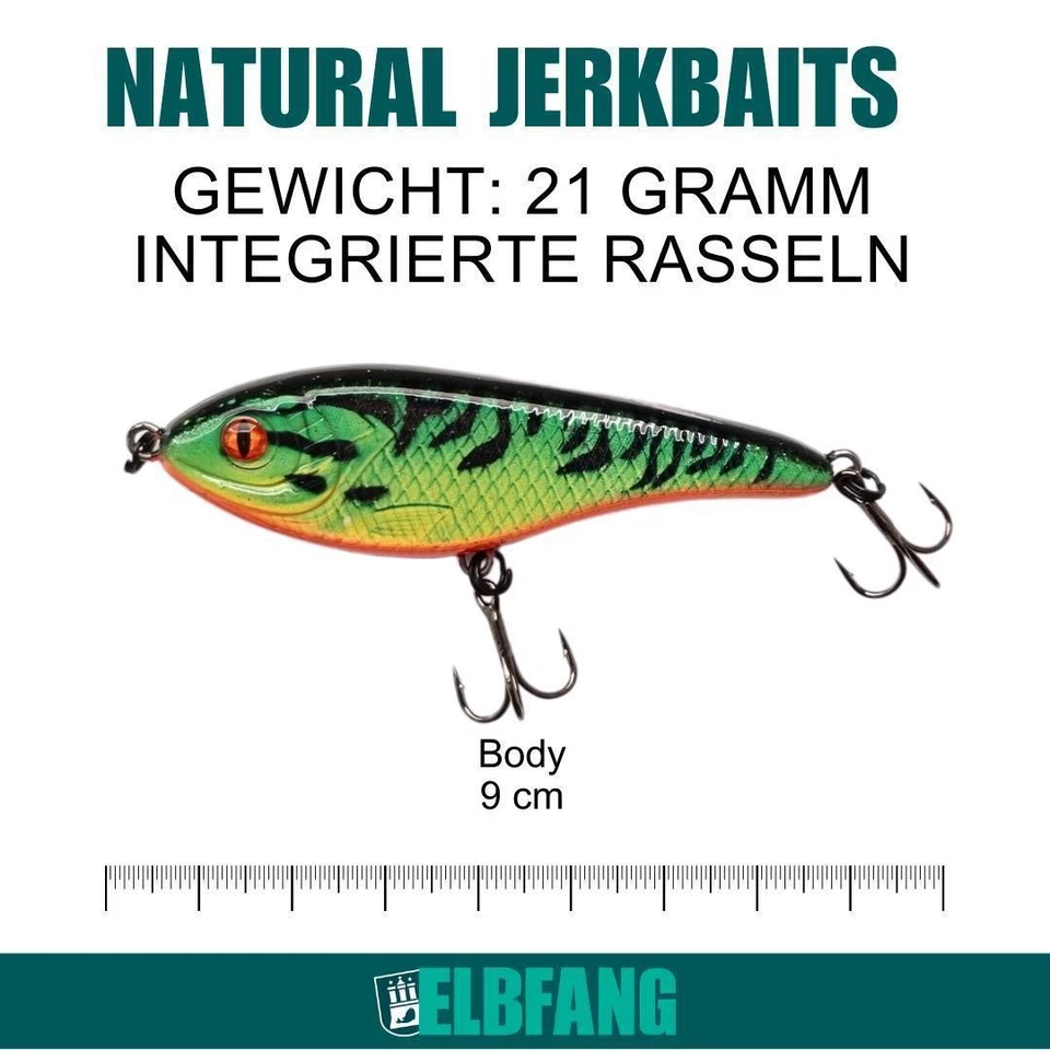 ✅ELBFANG Jerkbait Set | Hecht Köder | 5 Stück / 90mm / 21g / Wobbler Set - Bild 2 von 4