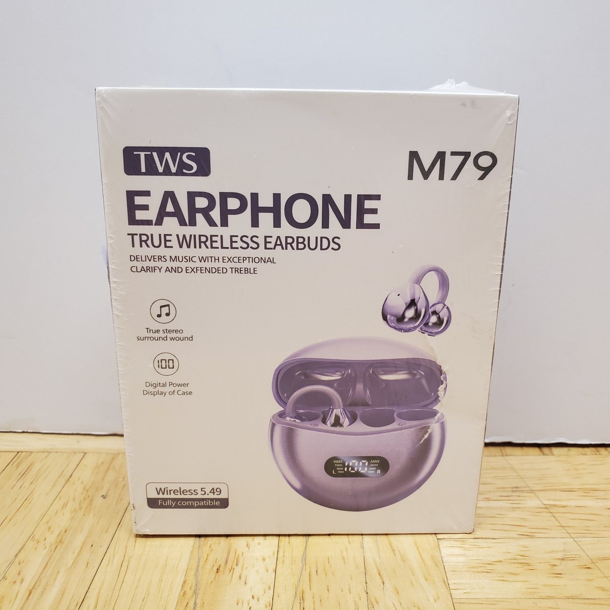 TWS True Wireless Earbuds M79 Digital 5.49 Bluetooth Purple Color