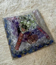 Big Orgone Pyramid Amethyst- Lapis Lazuli - Moldavite - Crystal Natural Stone