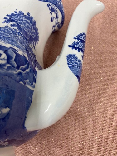 Vintage MCM Spode Blue Italian Coffee Pot Transferware England & Lid C.1816 E - Picture 18 of 21