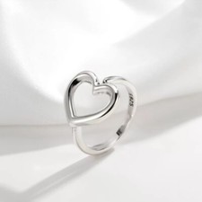 Heart Ring Sterling Silver 925 Adjustable Sizing Free Shipping