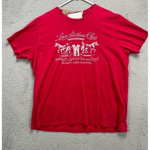 Levis T-Shirt Adult 2XL Red Graphic Print Crew Neck Short Sleeve Tee Mens NEW