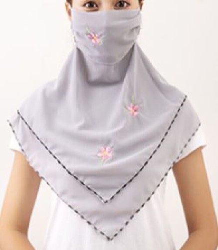 Wiederverwendbare Frauen Ohrschlaufe Chiffon Stickerei Gesichtsmaske Schal Schleier Hals Schlauch Abdeckung - Bild 6 von 20