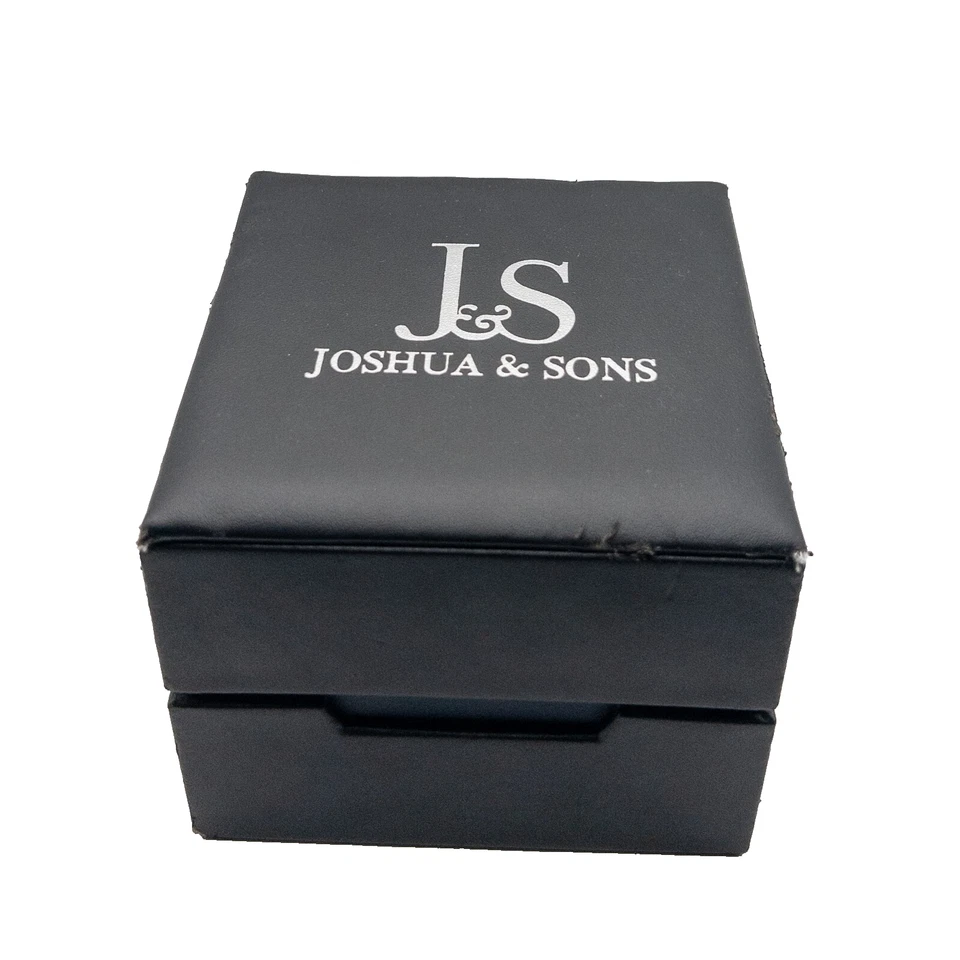 Reloj Joshua & Sons Cronógrafo 47mm Plateado Bisel Diamante Genuino Cuero Negro Foto 3 de 4