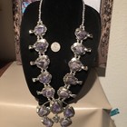 Big Native Jeweler  Coin Silver & Gen. AMETHYST Squash Blossom Necklace, 277gram — photo 1