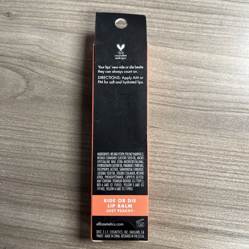 e.l.f. Bálsamo labial Ride Or Die 83377 Just Peachy 0,42 OZ cosmético hidratante suave - Imagen 5 de 5