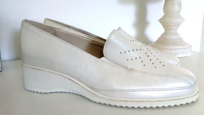 Damemschuhe Echt-Leder, Gr. 5,5 Creme weiß