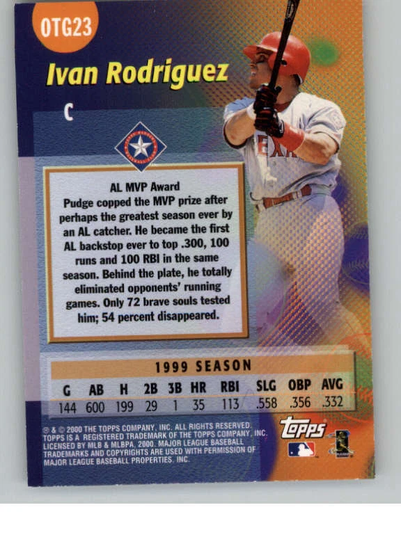 2000 Topps Own the Game #OTG23 Ivan Rodriguez (ref 142217) - Image 2 of 2
