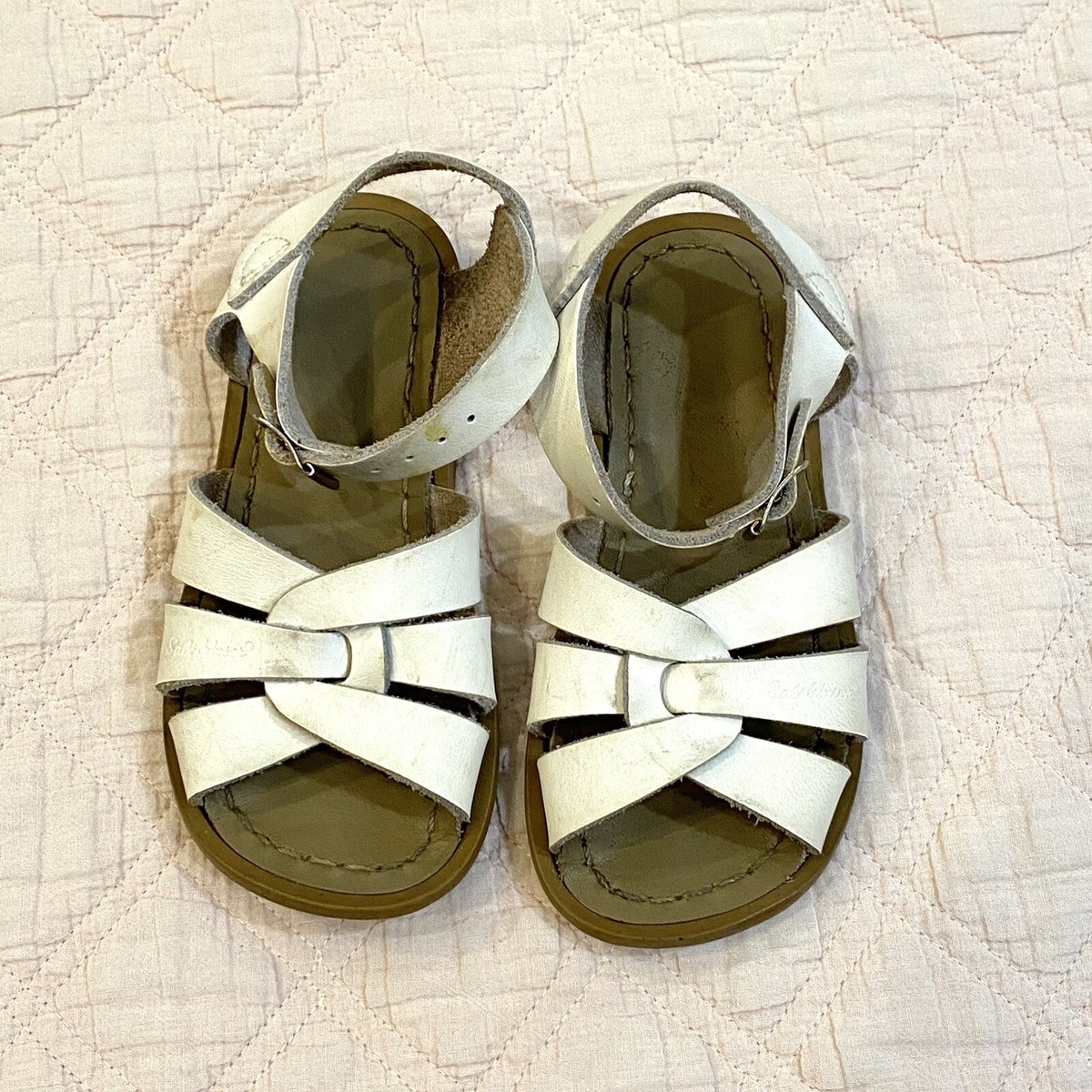 saltwater sandals Saltwater White Leather Sandals Girls Size