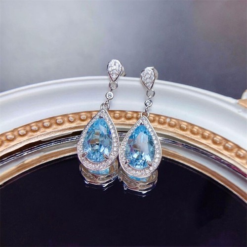 Women Wedding 925 Silver Plated Drop Earring Pretty Cubic Zircon Jewelry A Pair - Bild 23 von 25