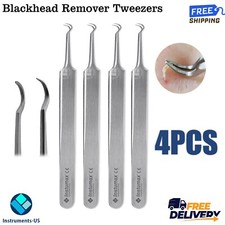 X4 Blackhead Remover Tweezers Acne Pimple Blemish Extractor Curved Needle Clip