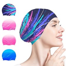 Women's Silicone Swimming Cap Waterproof Bathing Cap for Long Hair Adult