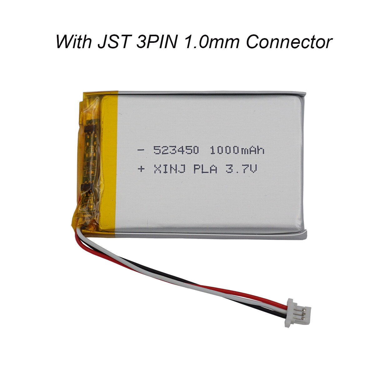 3.7V 1000mAh 3.7Wh Li Battery 523450 Thermistor JST 3Pin 1.0mm For GPS Dashcam
